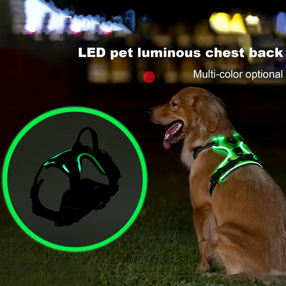 Pet Vest Harness Rechargeable Led Dog Harness for Night Walking Adjustable Glow Vest for Small Medium Dogs Pet Harness No Pull
