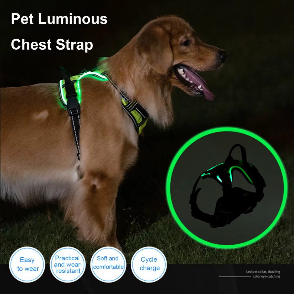 Pet Vest Harness Rechargeable Led Dog Harness for Night Walking Adjustable Glow Vest for Small Medium Dogs Pet Harness No Pull