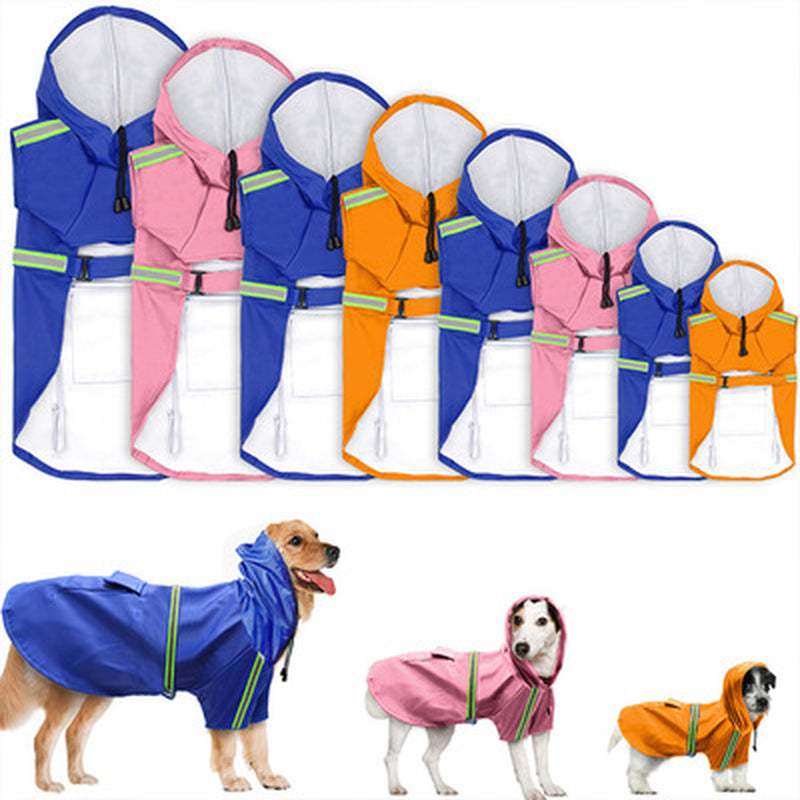 Spring and Summer New Dog Raincoat Waterproof Cape Dog Reflective Raincoat Large Dog Raincoat