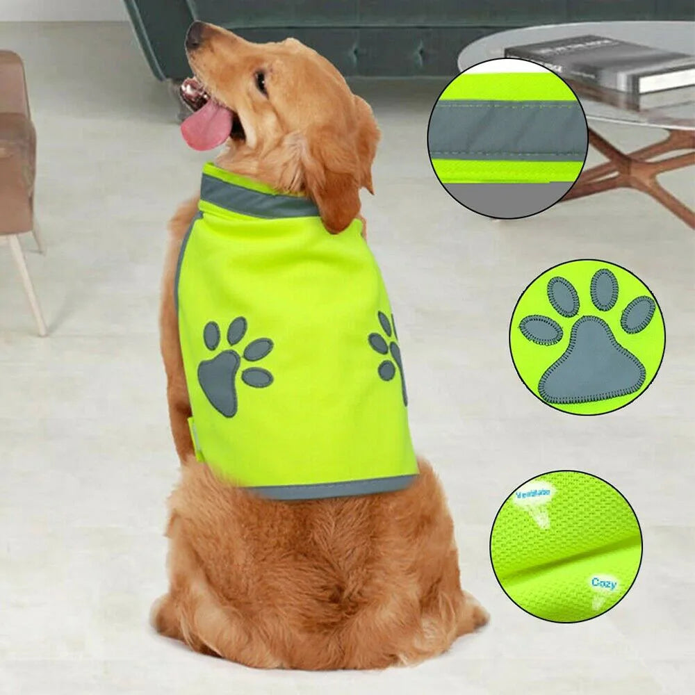 Reflective Dog Safety Vest High Visibility Yellow Fluorescent Dog Clothes Dog Vis Jacket Coat Outdoor Night Safety Pet Supplies