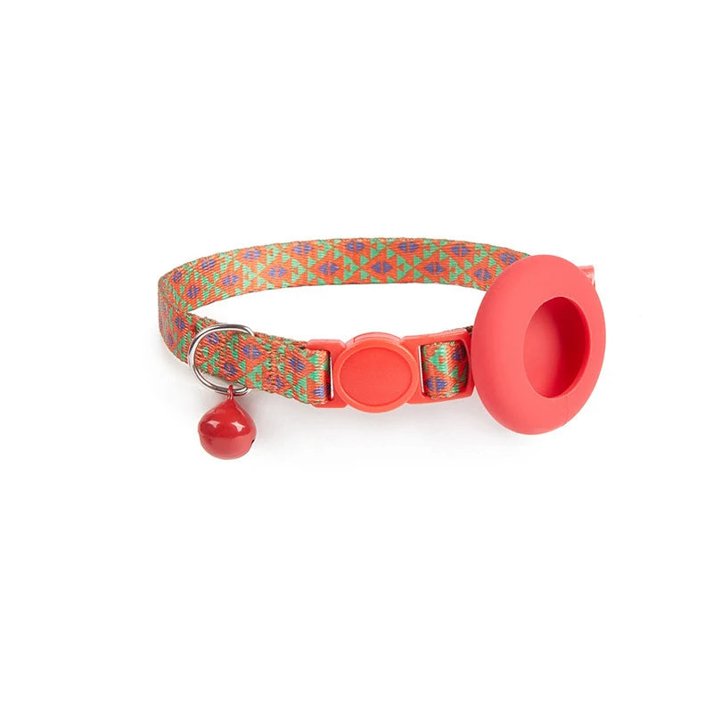 Dog Cat Bell Collar Pet Collar Silicone Airtag Case Pet Collar Protective Sleeve with Bell Convenient Colorful Pet Collar