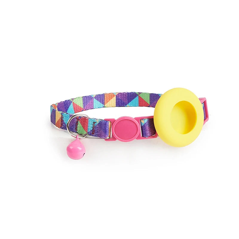 Dog Cat Bell Collar Pet Collar Silicone Airtag Case Pet Collar Protective Sleeve with Bell Convenient Colorful Pet Collar