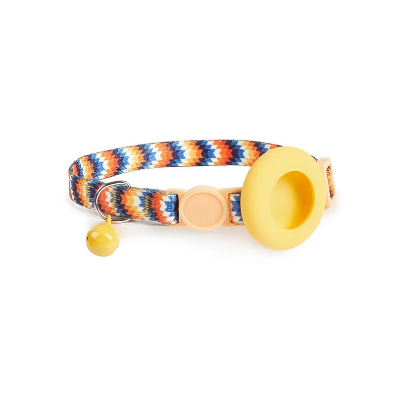 Dog Cat Bell Collar Pet Collar Silicone Airtag Case Pet Collar Protective Sleeve with Bell Convenient Colorful Pet Collar
