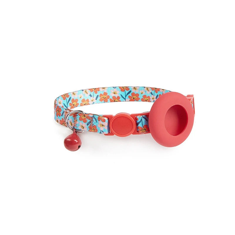 Dog Cat Bell Collar Pet Collar Silicone Airtag Case Pet Collar Protective Sleeve with Bell Convenient Colorful Pet Collar