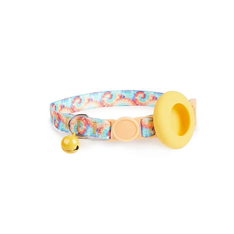 Dog Cat Bell Collar Pet Collar Silicone Airtag Case Pet Collar Protective Sleeve with Bell Convenient Colorful Pet Collar