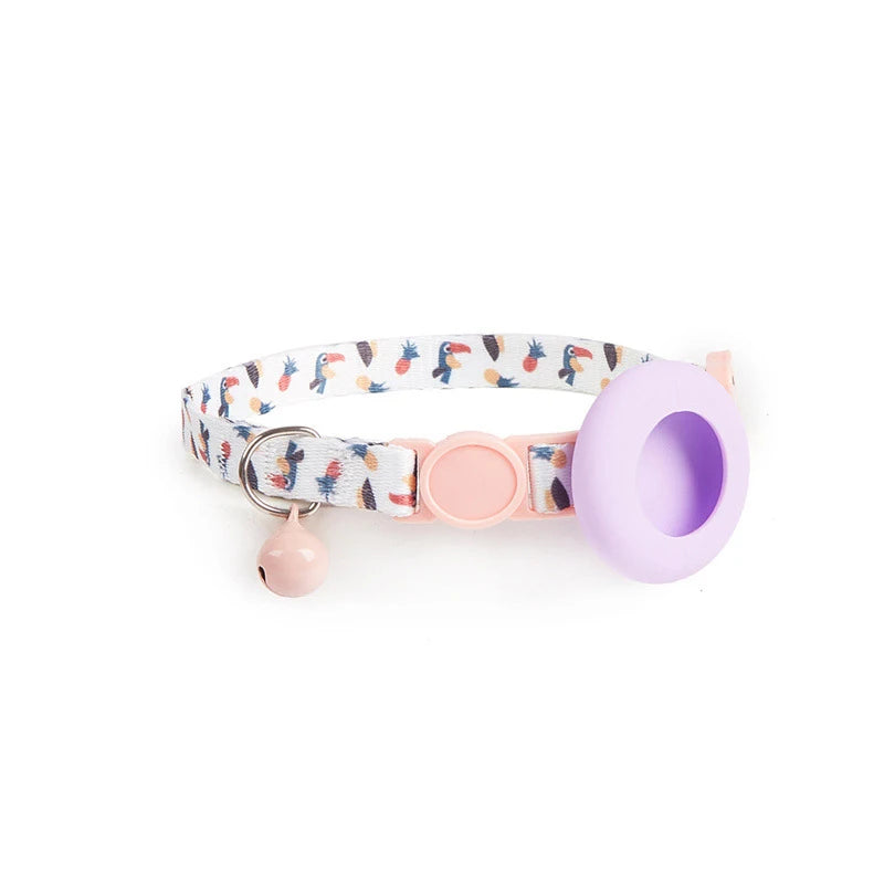 Dog Cat Bell Collar Pet Collar Silicone Airtag Case Pet Collar Protective Sleeve with Bell Convenient Colorful Pet Collar