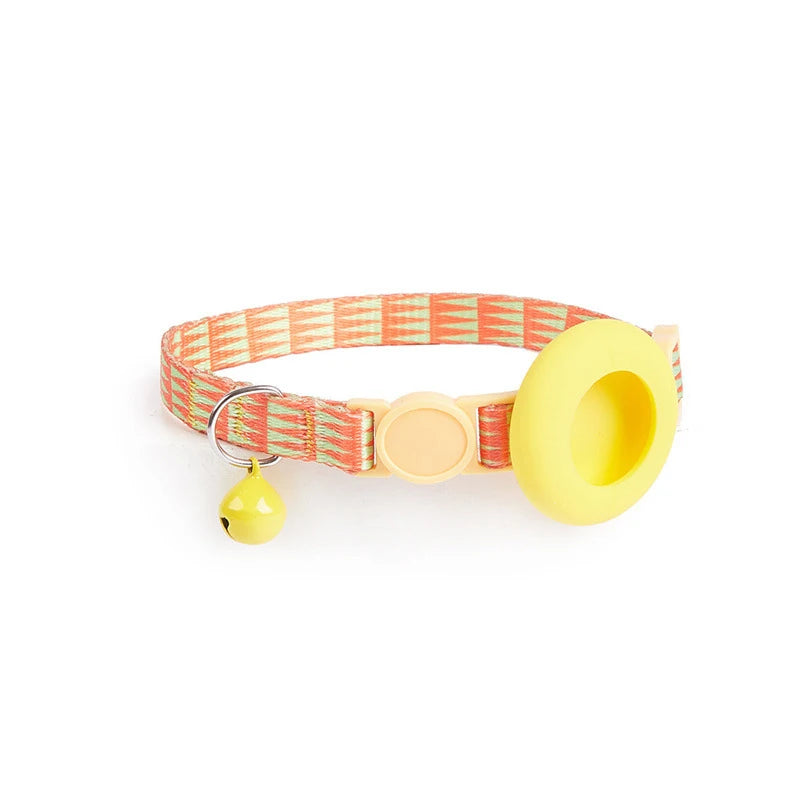 Dog Cat Bell Collar Pet Collar Silicone Airtag Case Pet Collar Protective Sleeve with Bell Convenient Colorful Pet Collar
