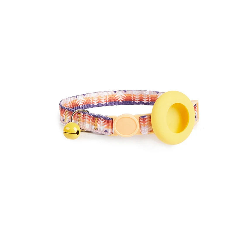 Dog Cat Bell Collar Pet Collar Silicone Airtag Case Pet Collar Protective Sleeve with Bell Convenient Colorful Pet Collar