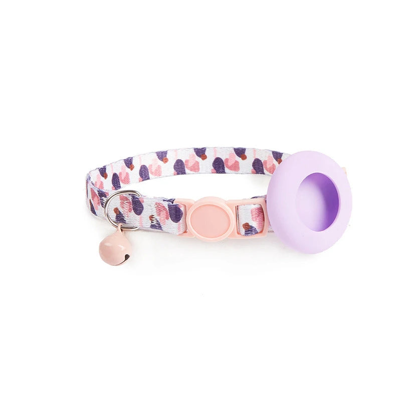 Dog Cat Bell Collar Pet Collar Silicone Airtag Case Pet Collar Protective Sleeve with Bell Convenient Colorful Pet Collar