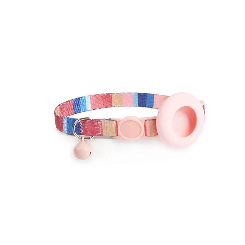 Dog Cat Bell Collar Pet Collar Silicone Airtag Case Pet Collar Protective Sleeve with Bell Convenient Colorful Pet Collar