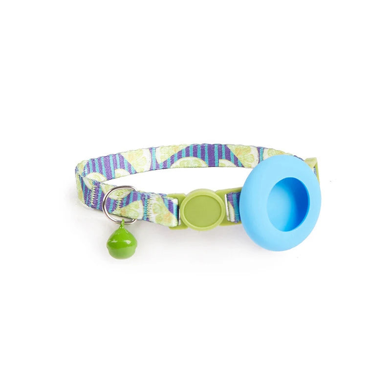Dog Cat Bell Collar Pet Collar Silicone Airtag Case Pet Collar Protective Sleeve with Bell Convenient Colorful Pet Collar