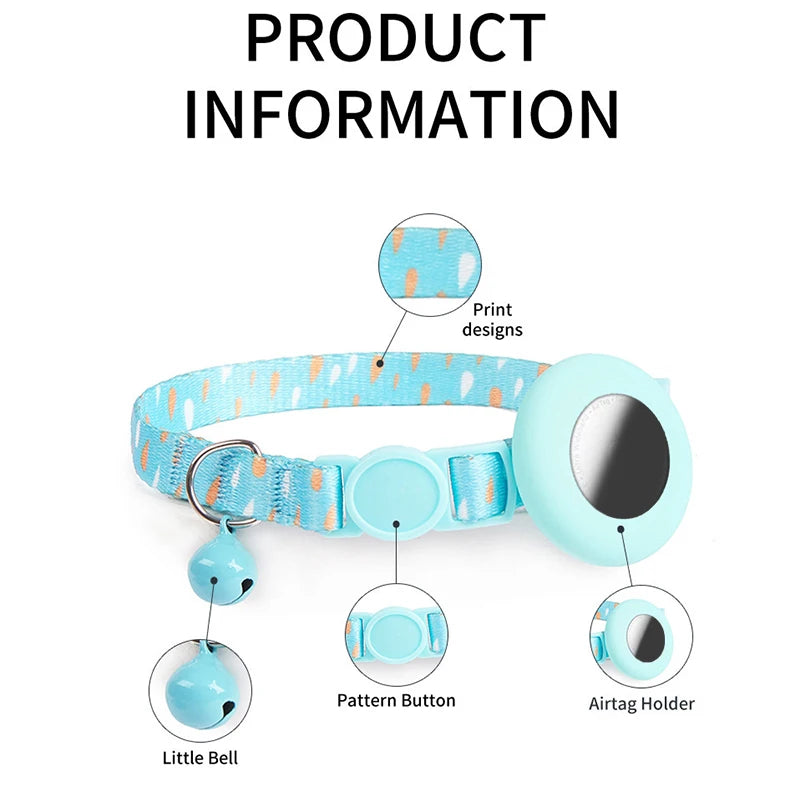 Dog Cat Bell Collar Pet Collar Silicone Airtag Case Pet Collar Protective Sleeve with Bell Convenient Colorful Pet Collar