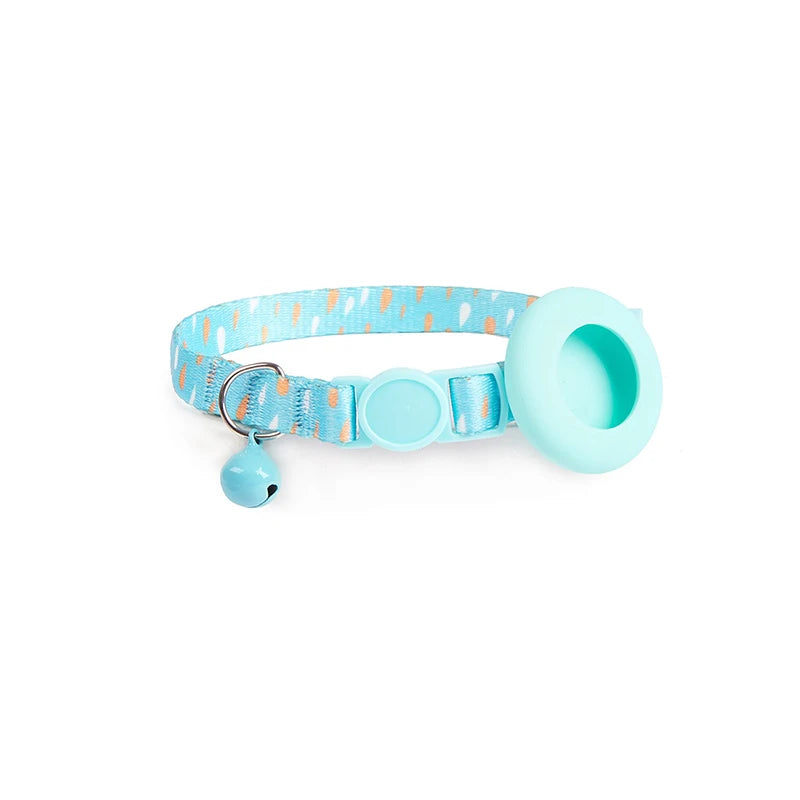 Dog Cat Bell Collar Pet Collar Silicone Airtag Case Pet Collar Protective Sleeve with Bell Convenient Colorful Pet Collar