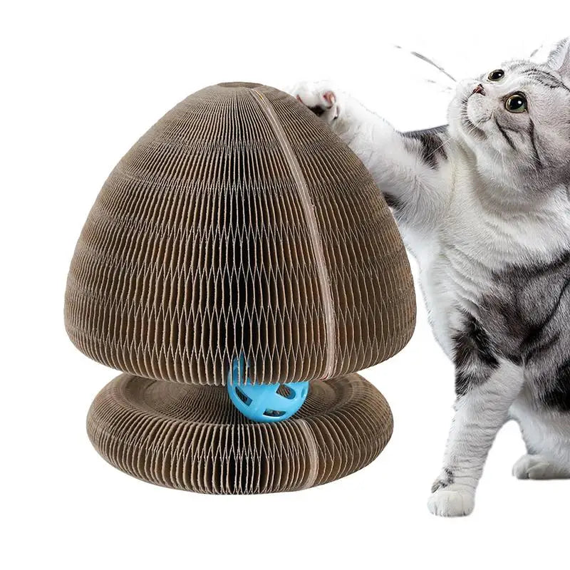 Corrugated Paper Pet Cat Scratcher Pad with Ball Foldable Cat Scratch Organ Board Cat Toy Cat Grinding Claw Kitten Exercise Toy